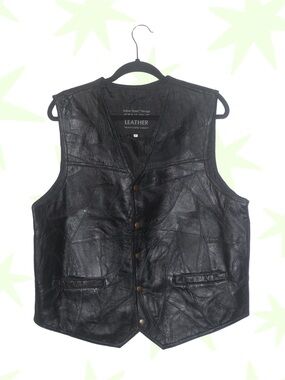 VTG Italian Stone Design leather vest XL